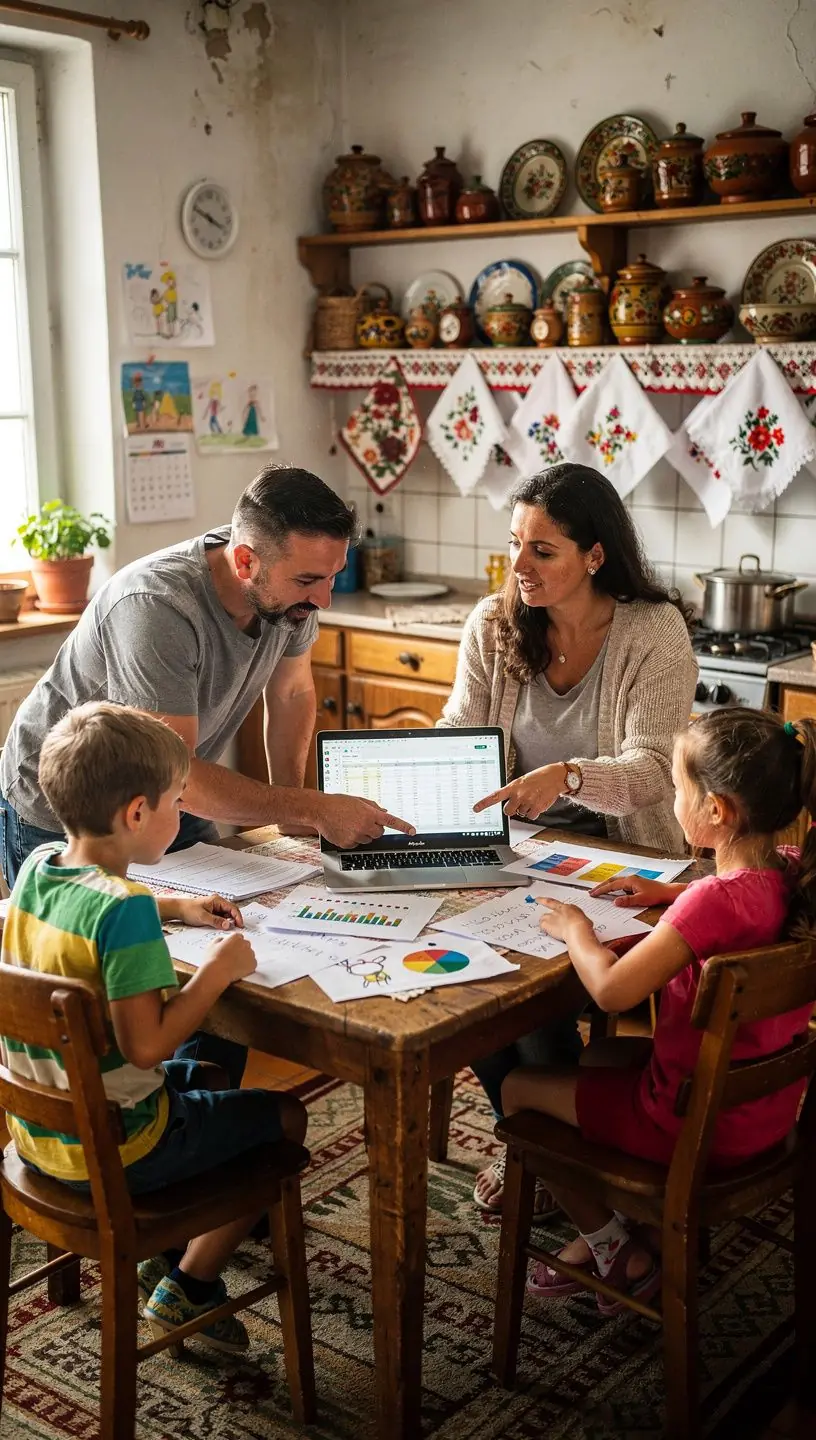 Kép egy boldog családról, akik sikeresen megtakarítanak a közös céljaikra.